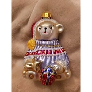 Vintage Designer Studio Hand Crafted Glass Bear Ornament